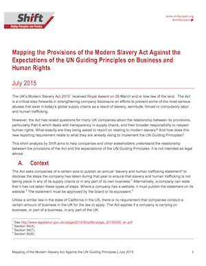 Mapping the Modern Slavery Act Against the UN Guiding Principles
