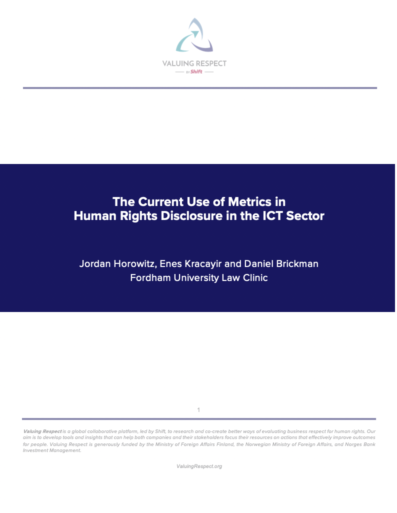 The Use of Metrics in Company Human Rights Disclosure in the ICT Sector
