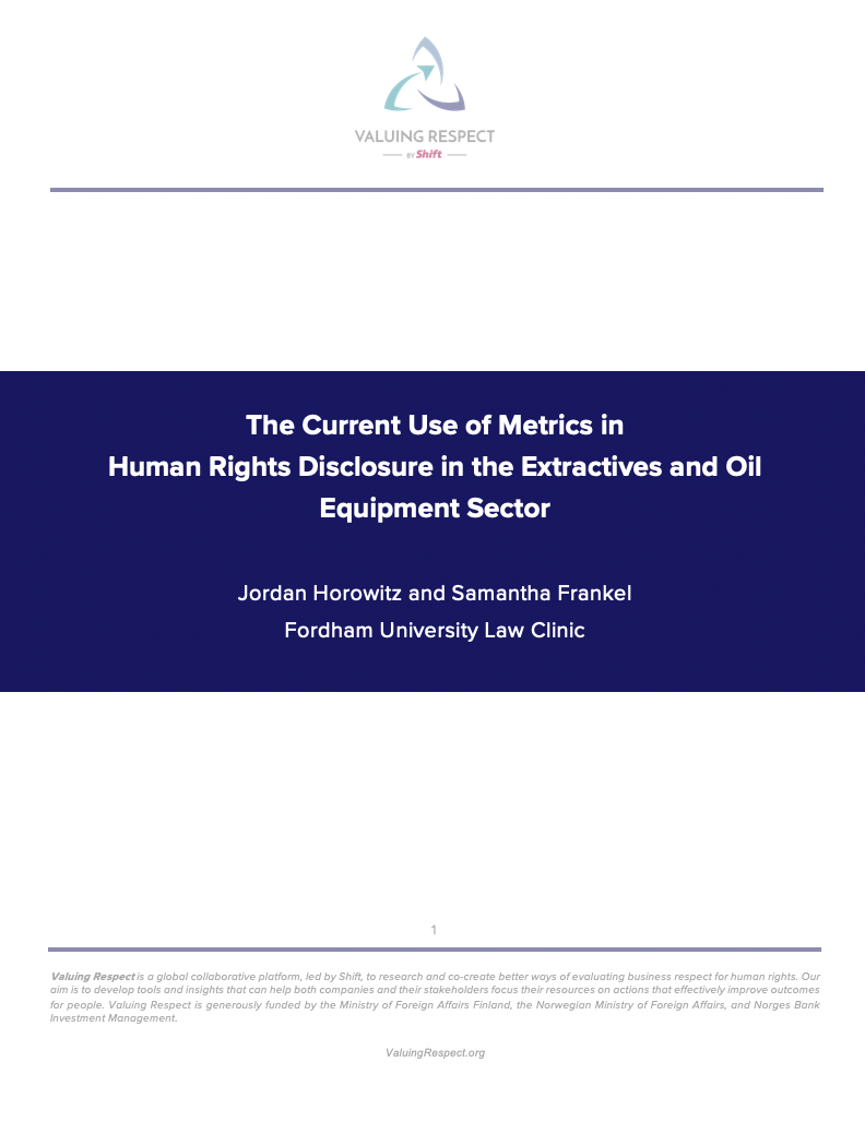The Use of Metrics in Human Rights Disclosure in the Extractives and Oil Equipment Sector