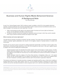 Business and Human Rights Meets Behavioral Science: A Background Note