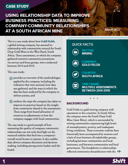 Using Relationship Data to Improve Business Practices: Measuring Company-Community Relationships at a South African Mine