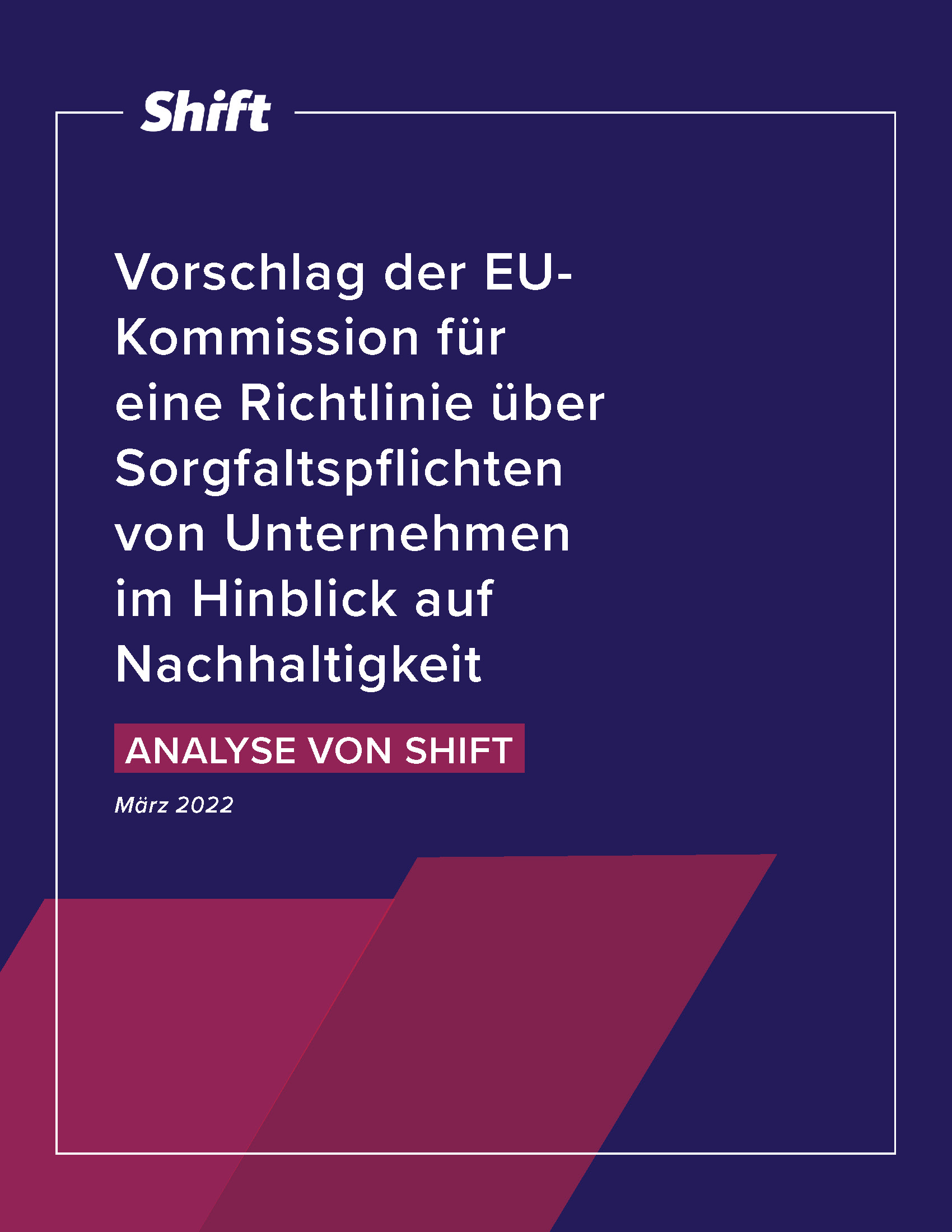 Vorschlag der EU-Kommission für eine Richtlinie über Sorgfaltspflichten von Unternehmen im Hinblick auf Nachhaltigkeit,  Analyse von Shift